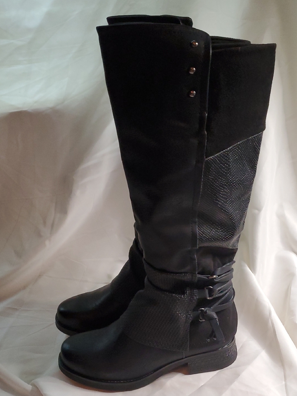 Patrizia Black Tall Women's Tie Boots - Classic Style